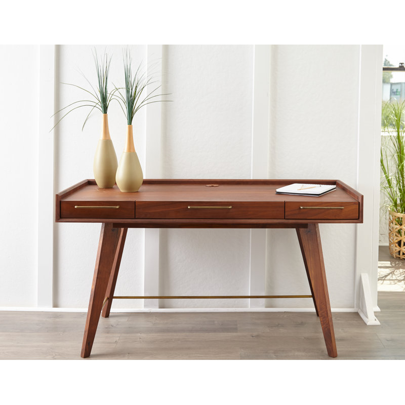 Brayden Studio Moffitt Solid Wood Writing Desk Wayfair